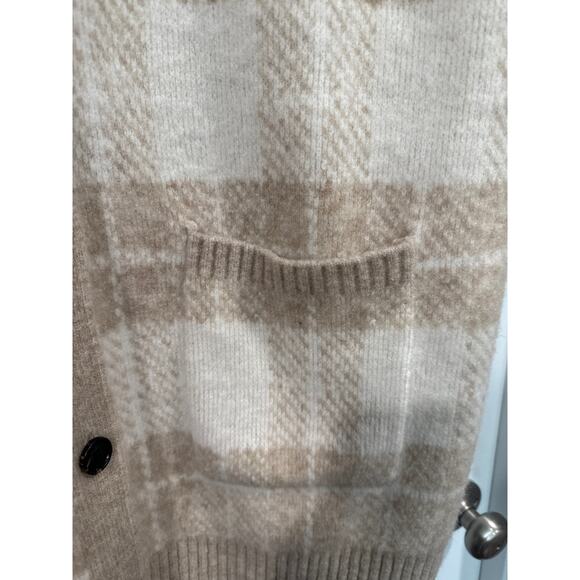NWT Rails Runi Oversized Cardigan in Ivory and Sand Plaid, XL - Picture 4 of 7